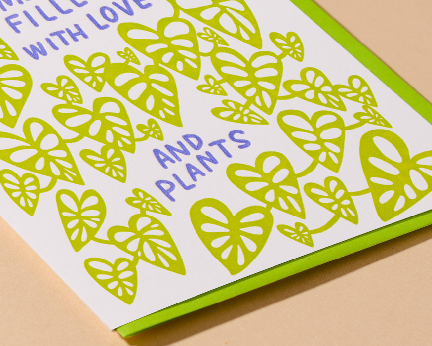 Letterpress New Home Card—Love and Plants (House, Modern)