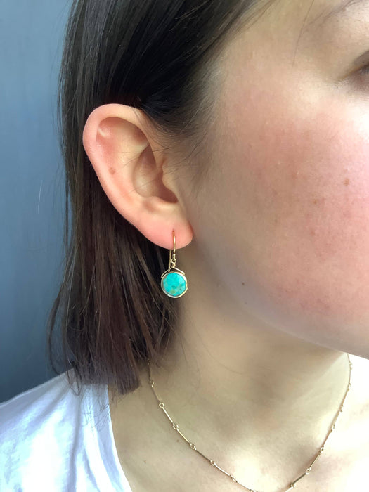 Turquoise circles earrings: Vermeil