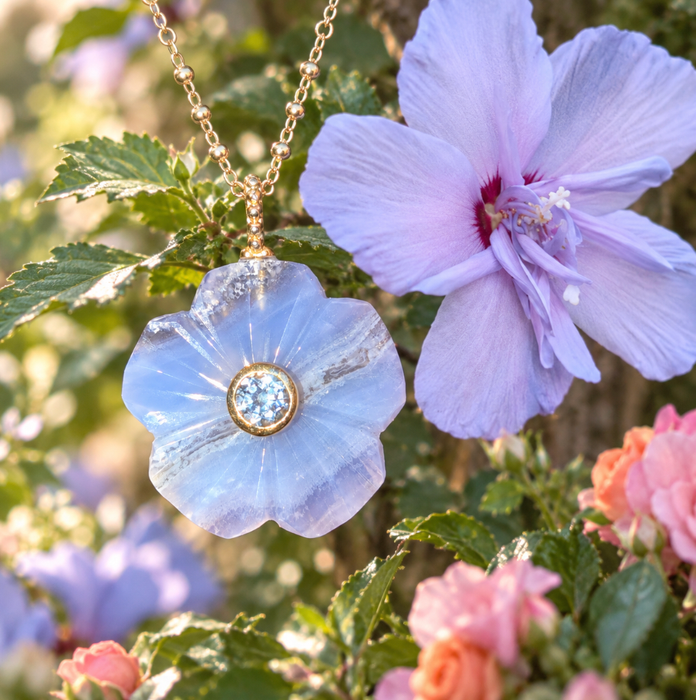 Flower Gemstone Pendant With Topaz: Moonstone