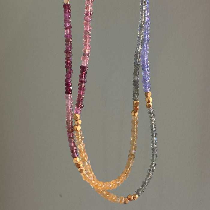 tanzanite, sappire, citrine & beads triple wrap