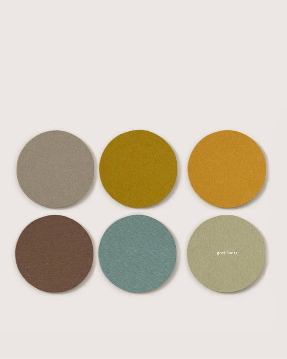 Bierfilzl Merino Wool Round Coaster Multi 6 Pack - Solstice
