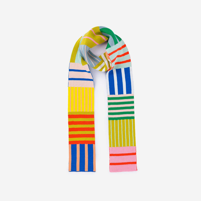 Patchwork Stripe Skinny Scarf: Sport