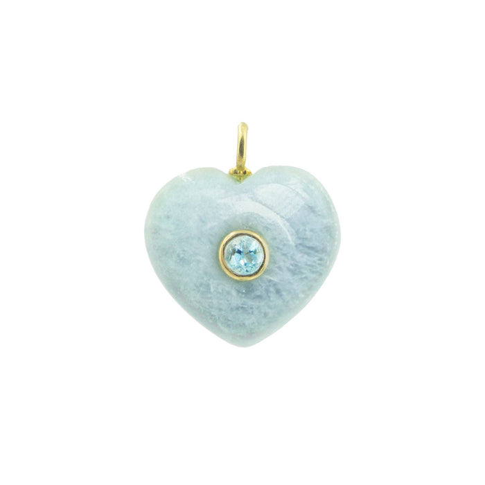 Aquamarine Gemstone Pendant With Topaz: Mini Coin