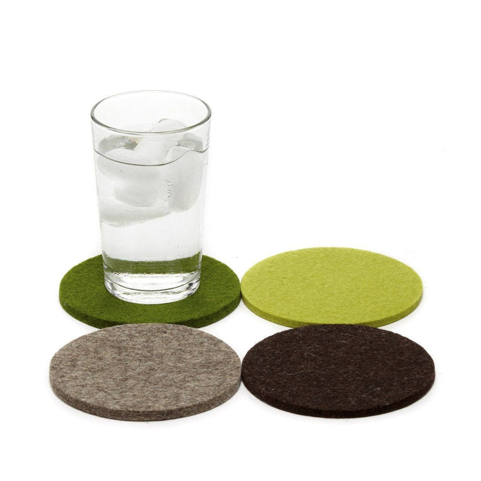 Bierfilzl Merino Wool Felt Round Coaster 4 Pack Forest: Forest