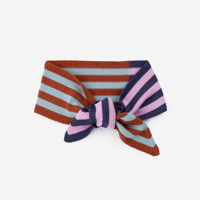 Colorblock Stripe Mini Ribbon Scarf: Lilac Denim