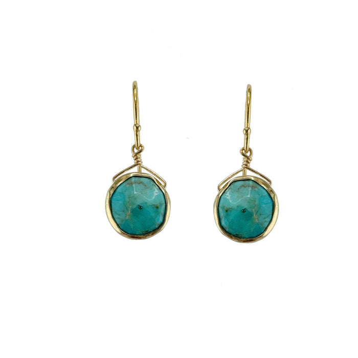 Turquoise circles earrings: Vermeil