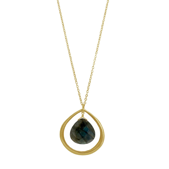 Labradorite & Drop Necklace in Silver or Vermeil: Silver