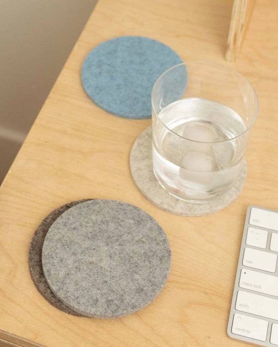 Bierfilzl Merino Wool Felt Round Coaster 4 Pack Cobblestone