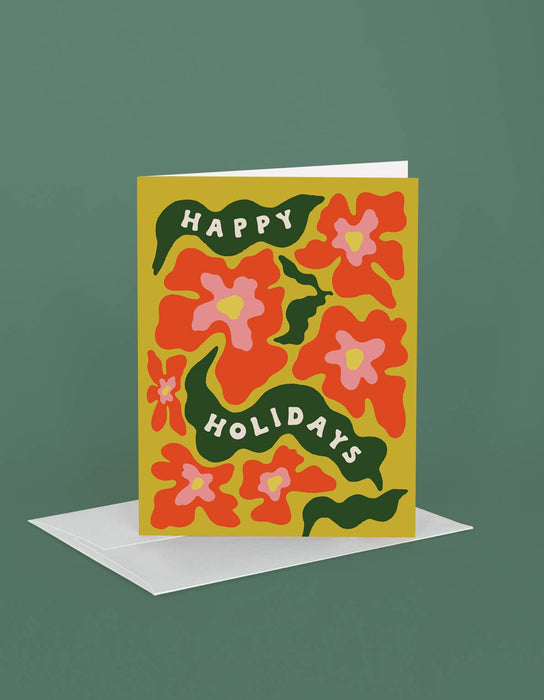 Holiday Greeting Card | Trippy Poinsettia: Single Card