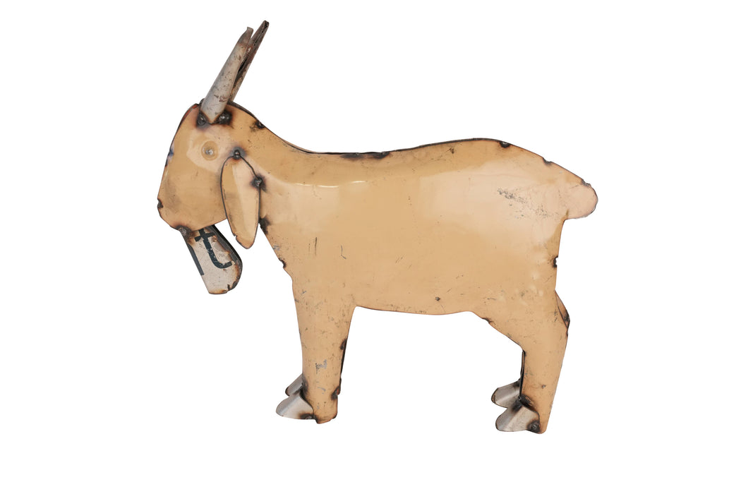 Recycled  Metal Goat-WH-16x14H-Yard Art-Garden Decor-Small
