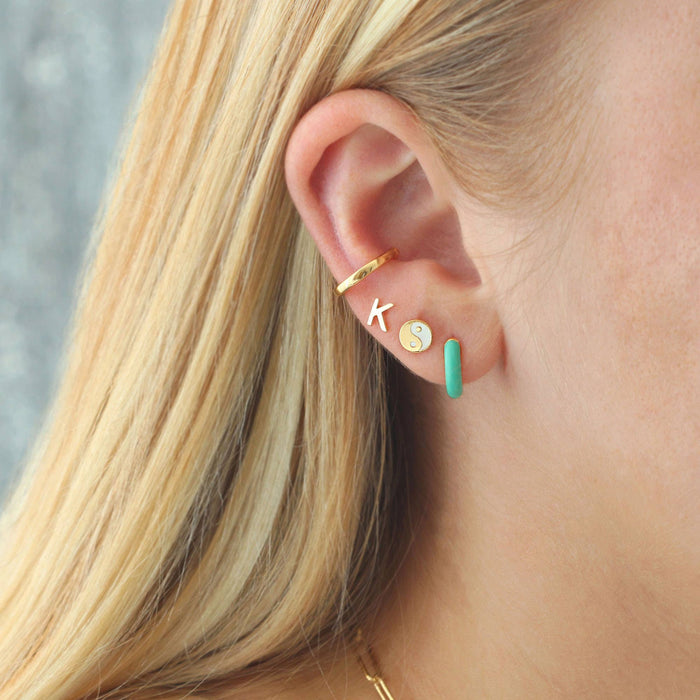 Enamel Huggie Hoop Earrings 18K Gold Vermeil | Sterling Silver 12mm Hoops Multiple Colors Hinge Closure Nickel Free Hypoallergenic Ships from CA : 18K Gold Vermeil / Aubergine