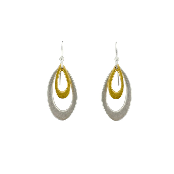 Double Leaf Earrings in Silver, Vermeil, or Mixed: Vermeil