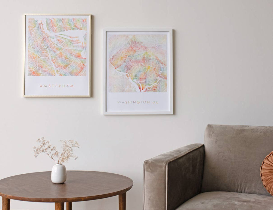 Chicago Illinois Pride Rainbow Watercolor Map ART PRINT: 11 x 14