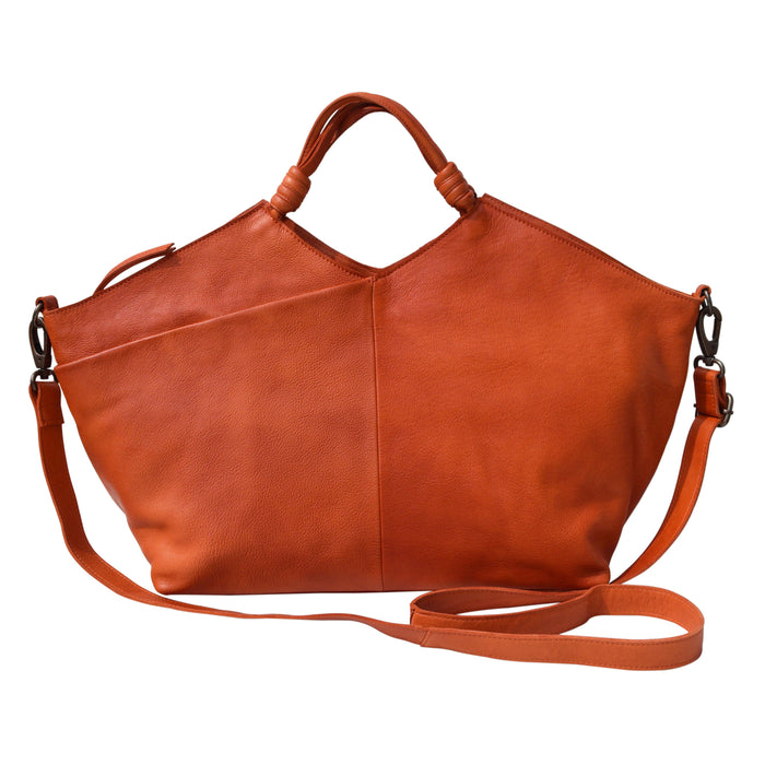 Nelly Handcrafted Leather Tote/Crossbody Bags: Orange
