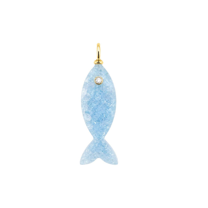 Mini Fish Gemstone Pendant With Topaz: Malachite