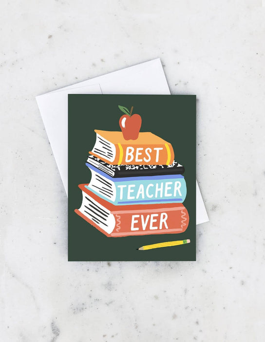 Teacher Stacks Greeting Card