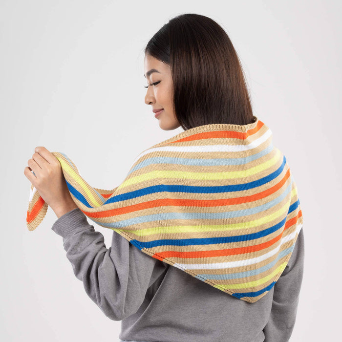 Color Stripe Triangle Scarf: Grey