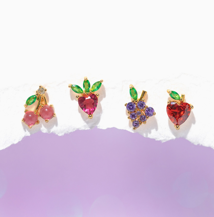 Fruit Basket Stud Set: Gold