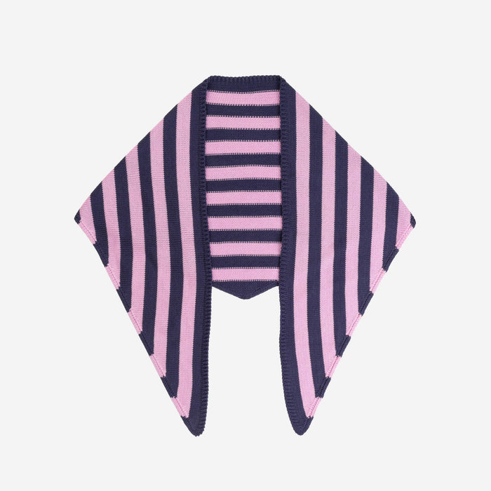 Simple Stripe Triangle Scarf: Lilac Denim