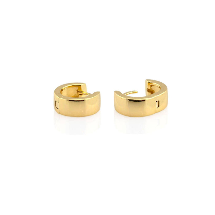 Wide Hinged Huggie Hoop Earrings 18K Gold Vermeil | Sterling Silver 12mm Hoops Hinge Closure Nickel Free Hypoallergenic Ships from CA: Sterling Silver