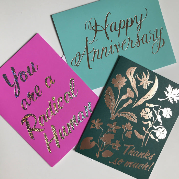 Rose Gold Foil Happy Anniversary Note Card