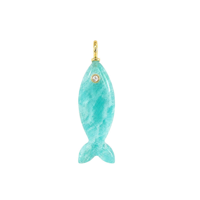 Mini Fish Gemstone Pendant With Topaz: Azurite