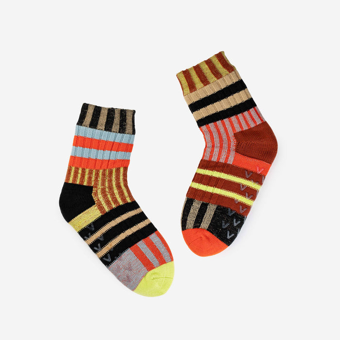Patchwork Stripe House Socks: Sport / L/XL - W 9.5-12.5<br>M 8-11