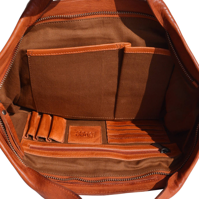 Claire Handcrafted Leather Tote/Crossbody Bags: Brown