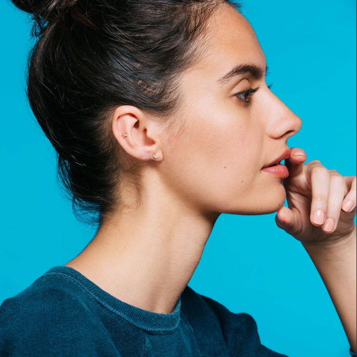 Star and Moon Crystal Stud Earrings 18K Gold Vermeil | Sterling Silver CZ Crystals Nickel Free Hypoallergenic Ships from CA: Sterling Silver