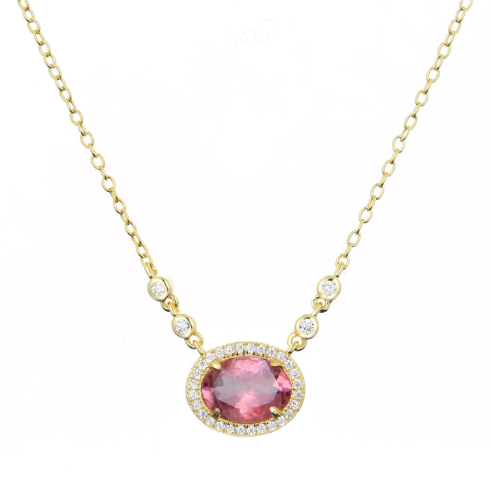 Aura Tourmaline Gemstone Necklace: Light Pink