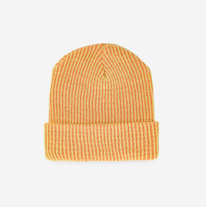 Simple Rib Knit Beanie: Red Grey