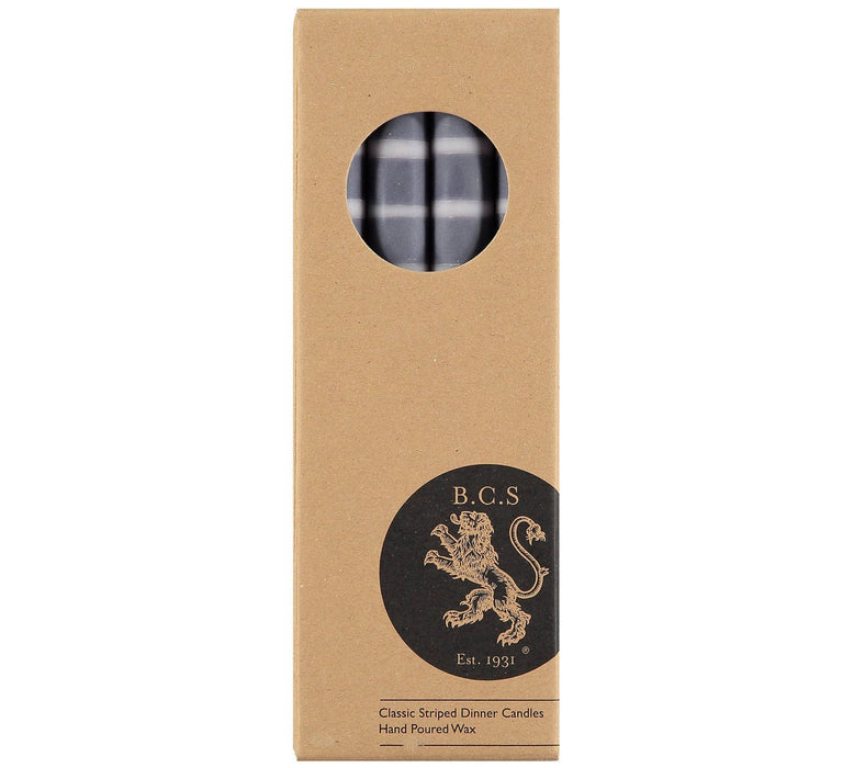 Striped Gull, Gunmetal Grey + Old Rose Eco Dinner Candles, Box of 4