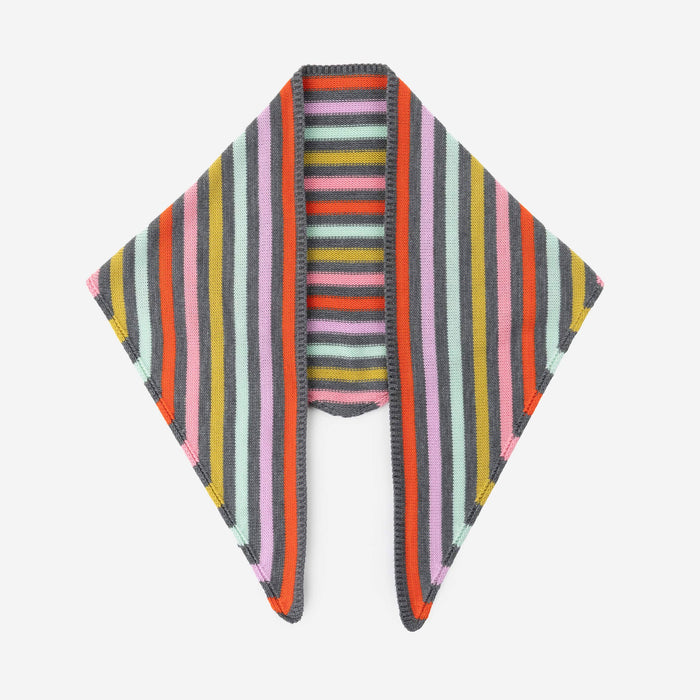 Color Stripe Triangle Scarf: Grey