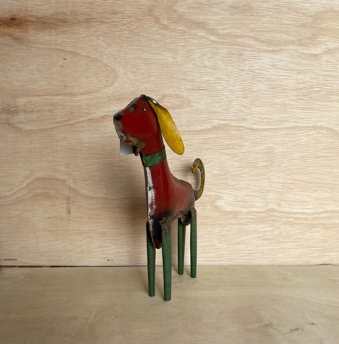 Dog Tall Red Recycled Metal Animals