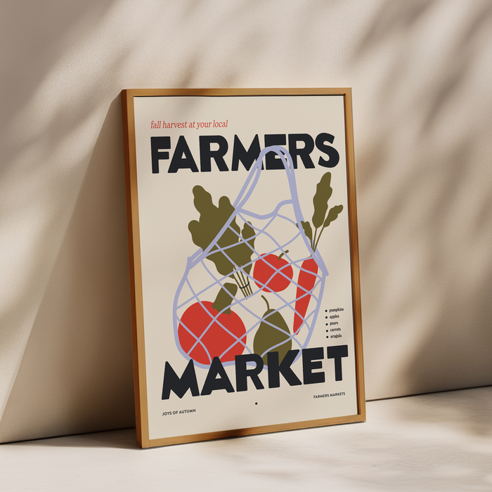 Farmers Markets Print: Beige / 5"x7"