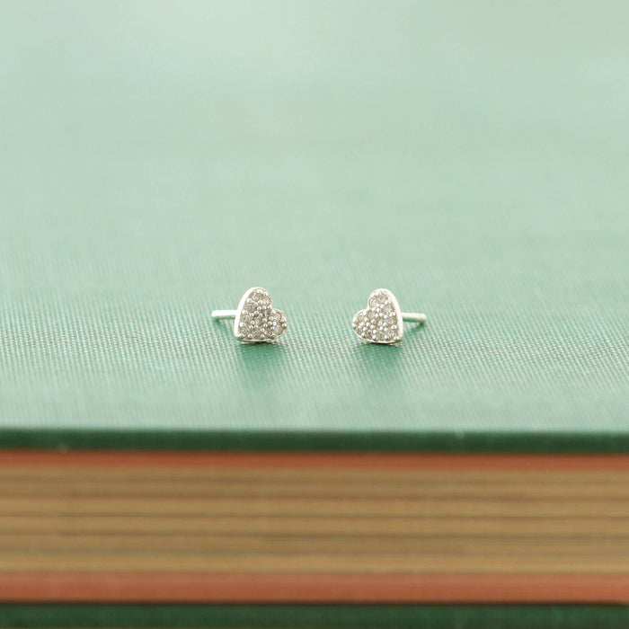 Heart Crystal Stud Earrings 18K Gold Vermeil | Sterling Silver CZ Crystals Nickel Free Hypoallergenic Ships from CA: Sterling Silver