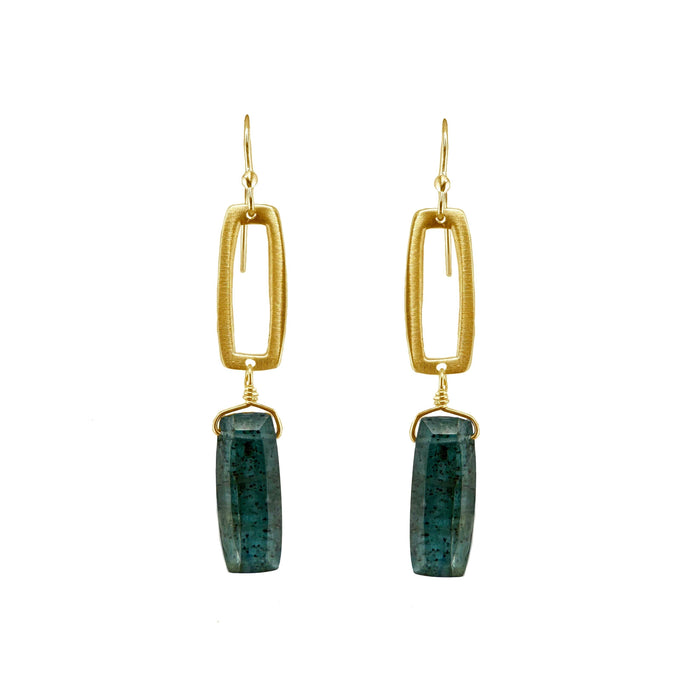 Rectangle w. Blue Kyanite Earrings in Silver or Vermeil: Silver