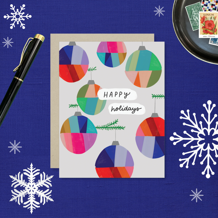 Colorful Ornaments Light Holiday Card
