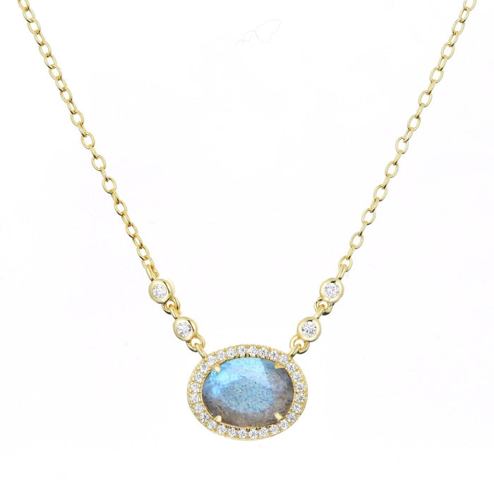 Aura Labradorite Gemstone Necklace: Gold