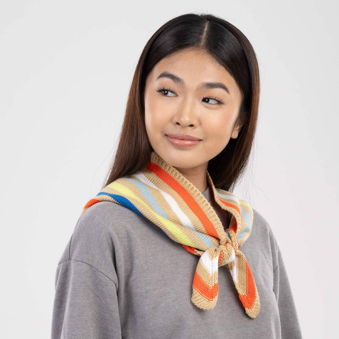 Color Stripe Triangle Scarf: Sand