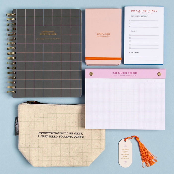 Currently Overwhelmed 7x9 Spiral Notebook