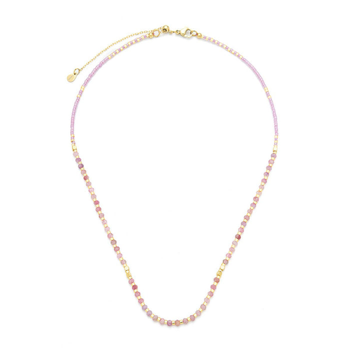 Lumira Mini Gemstone Necklace with Miyuki Beads: Blue Lapis