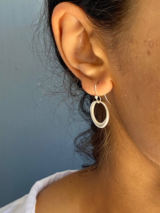 Organic Circle Earrings in Silver or Vermeil: Silver