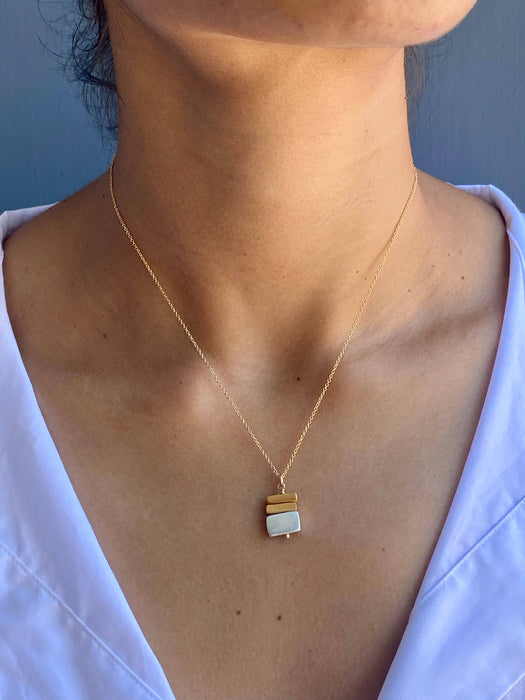 stacked bars necklace: Mixed metal