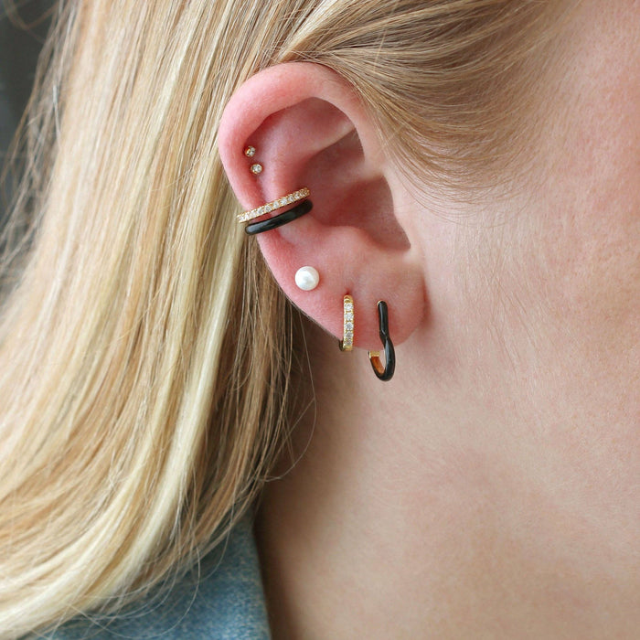 Crystal Huggie Hoop Earrings: Sterling Silver / Crystal