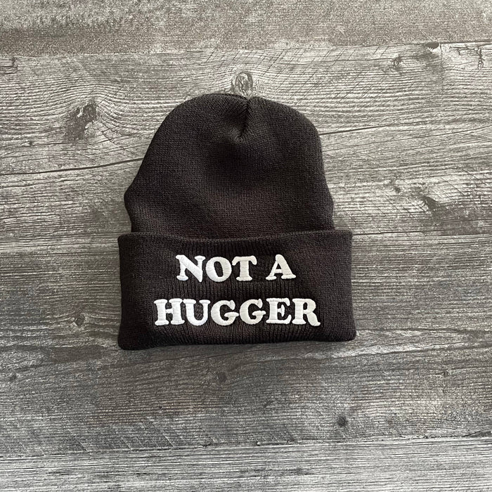 Not a Hugger knit hat beanie introvert winter Black blue: Black