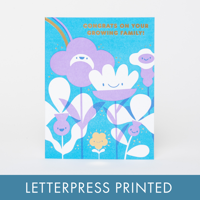 Welcome Baby Flower Letterpress Greeting Card by Hello!Lucky: Paper tab