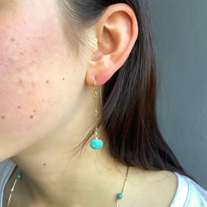 Turquoise ovals drop earrings: Vermeil