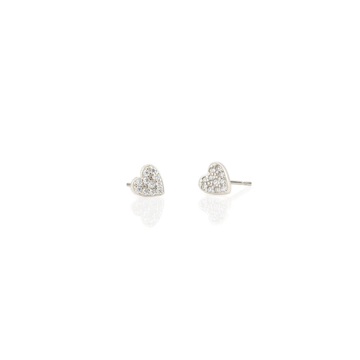 Heart Crystal Stud Earrings 18K Gold Vermeil | Sterling Silver CZ Crystals Nickel Free Hypoallergenic Ships from CA: Sterling Silver