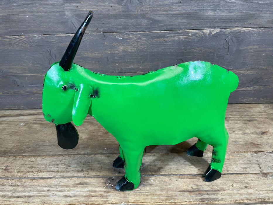 Fiesta Goat-Colorful-Metal-Garden Yard Art-Small-6Wx15Lx14H : Green